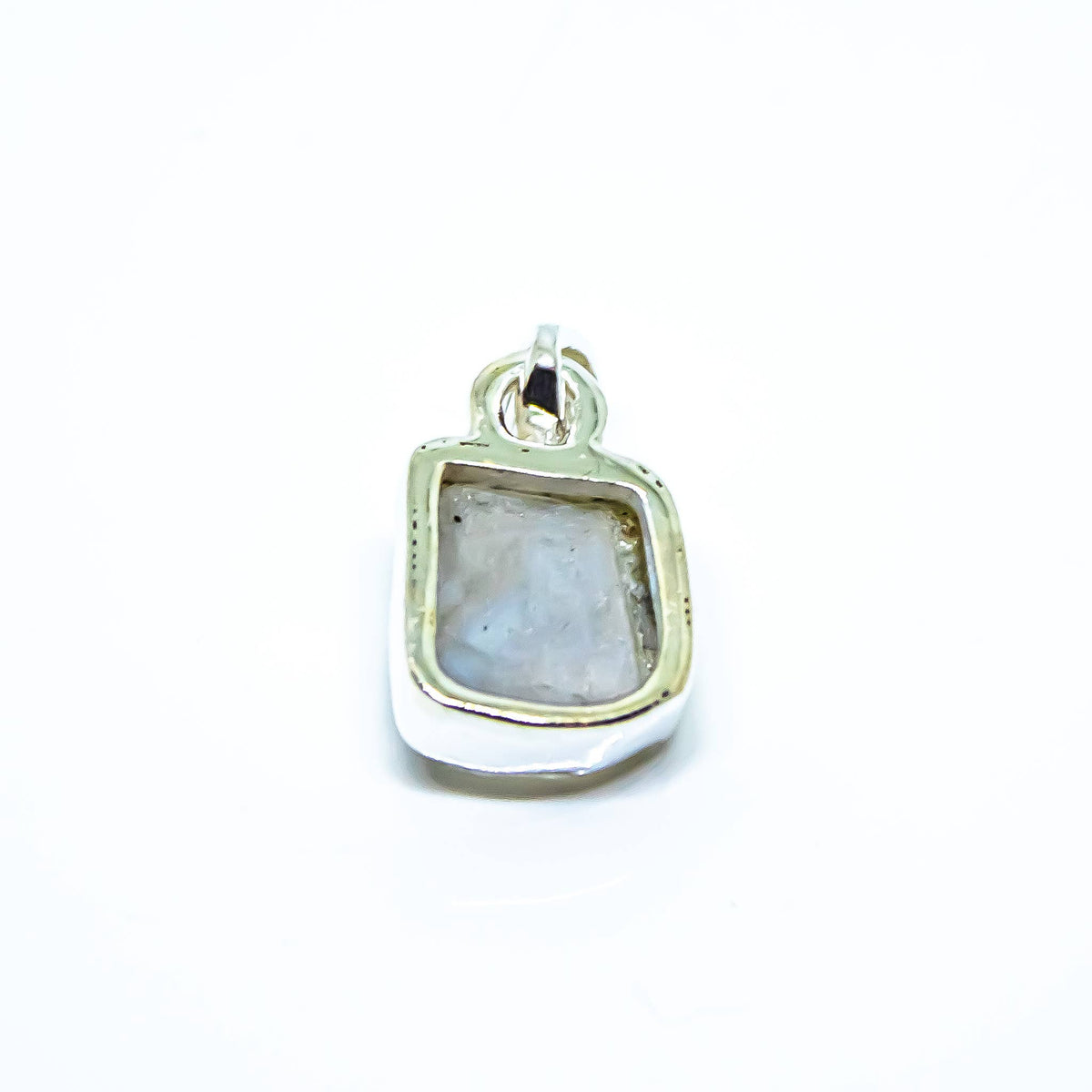 Rainbow Moonstone Freeform Sterling Silver Pendant