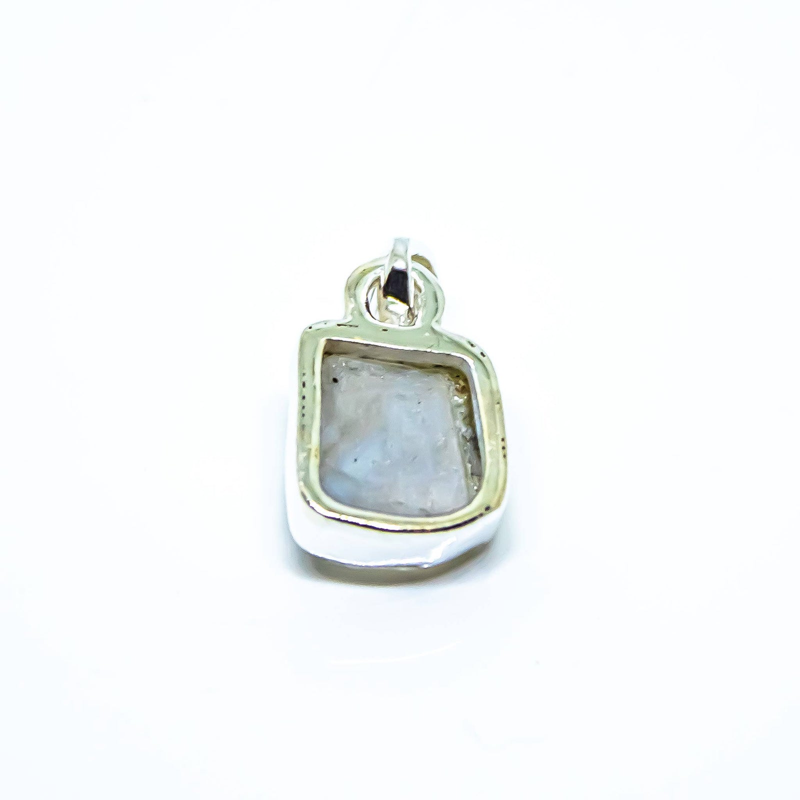 Rainbow Moonstone Freeform Sterling Silver Pendant
