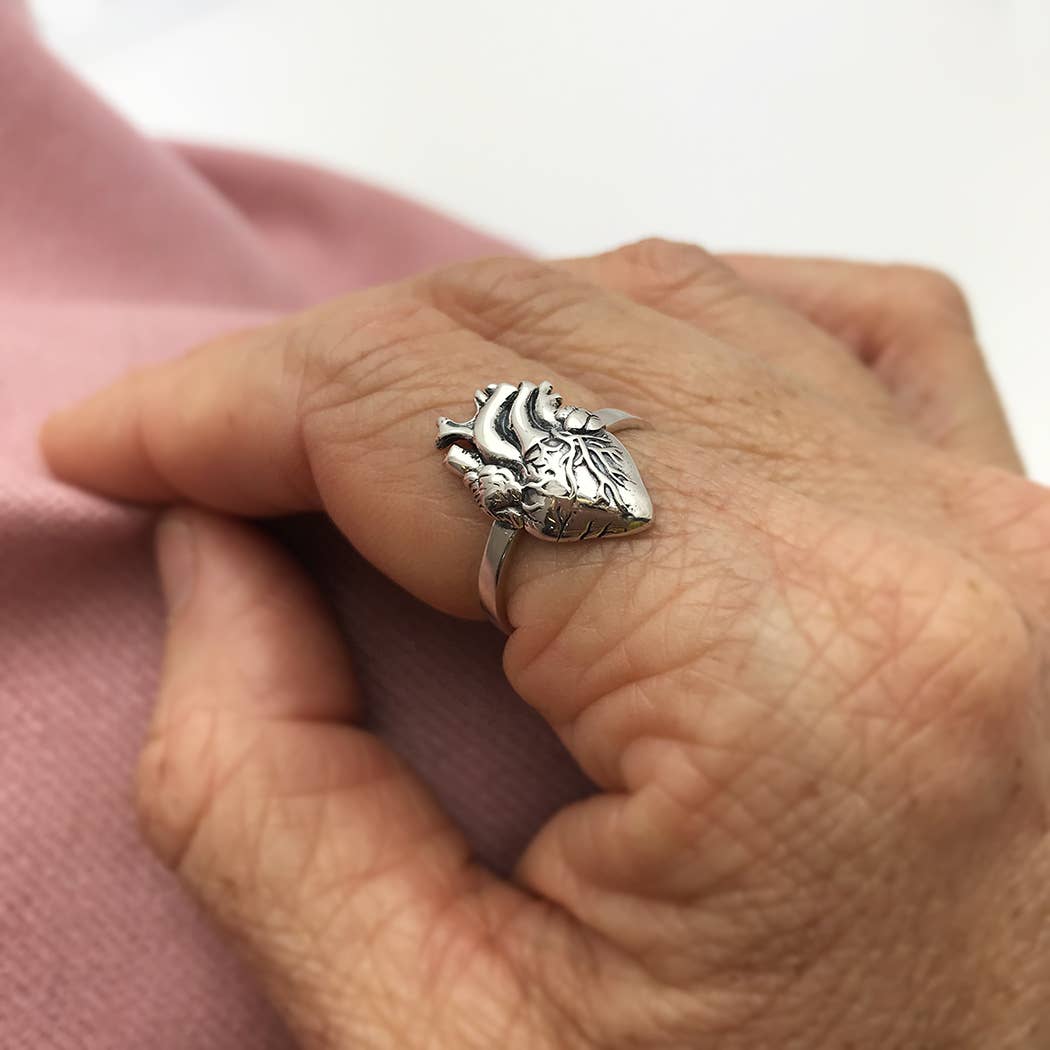 Anatomical Heart Ring Sterling Silver