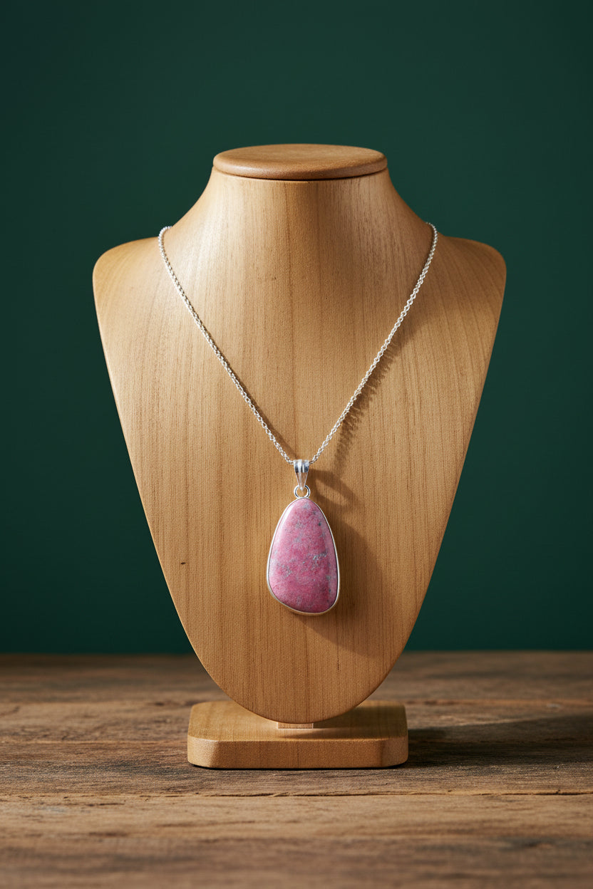 Thulite Silver-Plated Pendant
