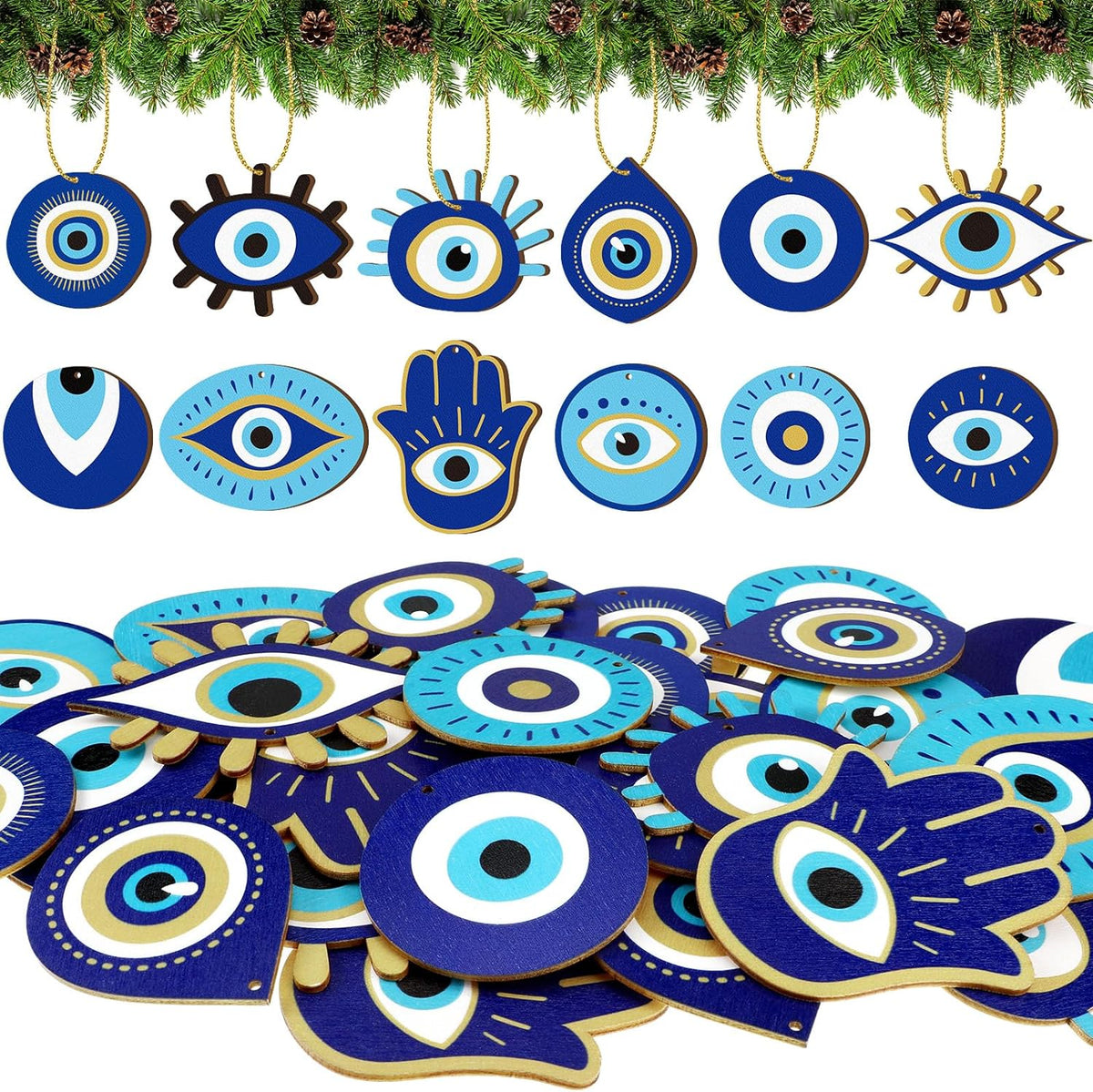Wooden Evil Eye Ornament