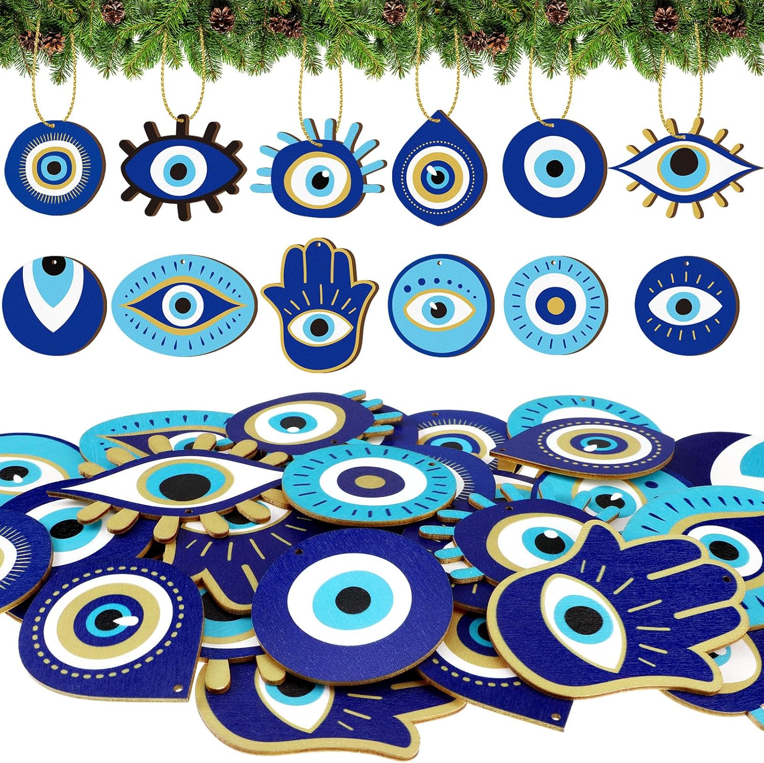 Wooden Evil Eye Ornament