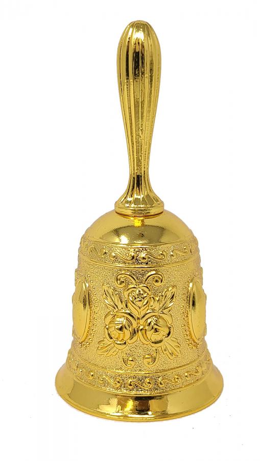 Floral Design Altar Bell Gold-Tone 4.5"H x 2"W