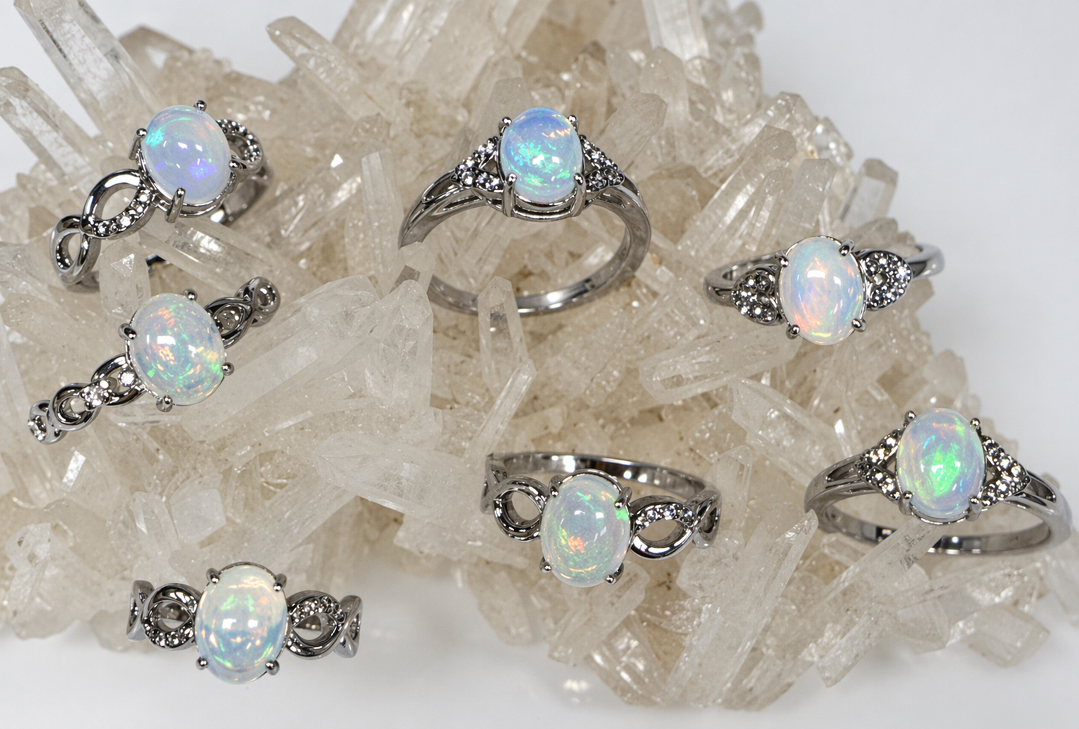 Natural Opal Stainless Steel Rings 7x9mm