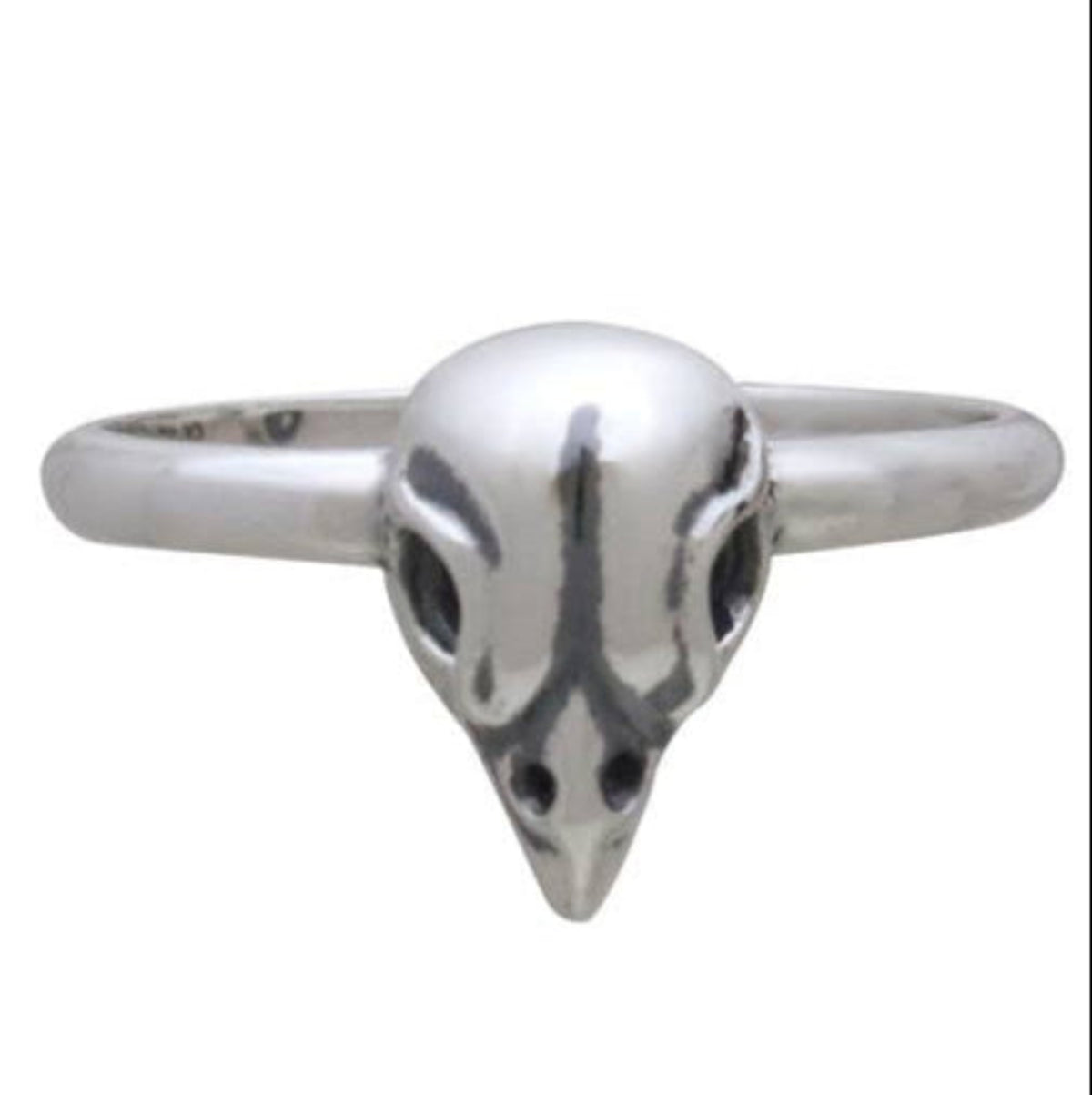 Sterling Silver Small Bird Skull Ring