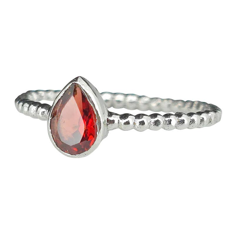 Garnet Sterling Silver Ring