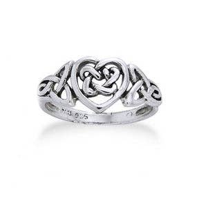 Sterling Silver Celtic Trinity Knot Heart Ring