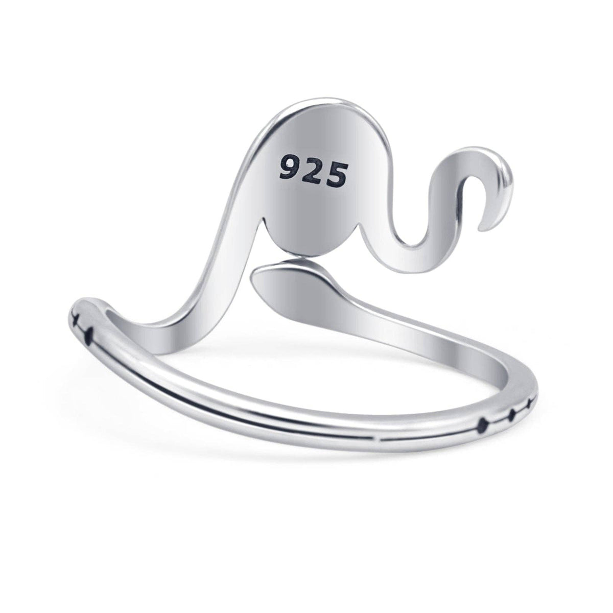 Snake with Black Agate Egg Ring Oxidized