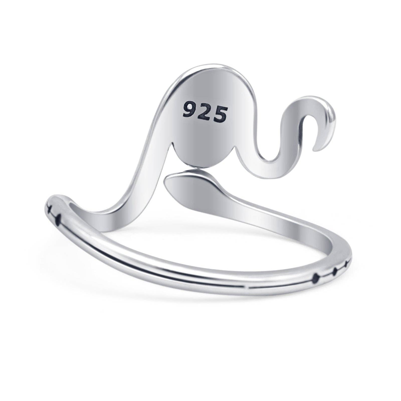 Snake with Black Agate Egg Ring Oxidized