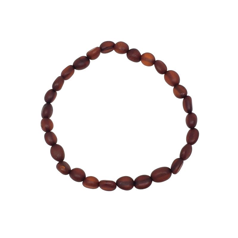 Small Matte Cherry Amber Beaded Stretch Bracelet