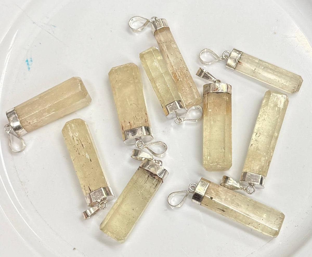White Kunzite Pendant with Sterling Silver Cap