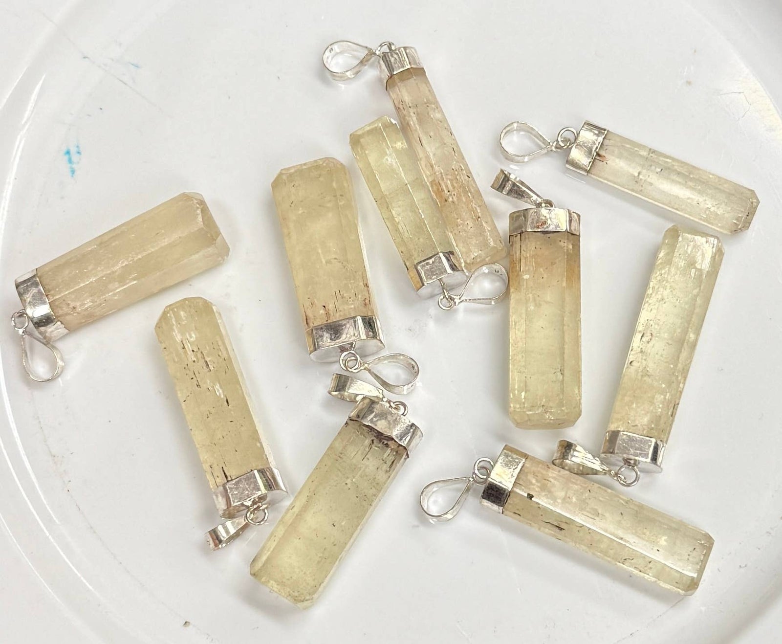White Kunzite Pendant with Sterling Silver Cap
