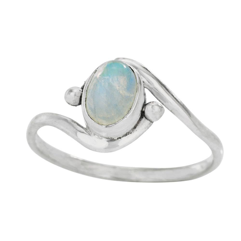 Milky Way Rainbow Moonstone Ring