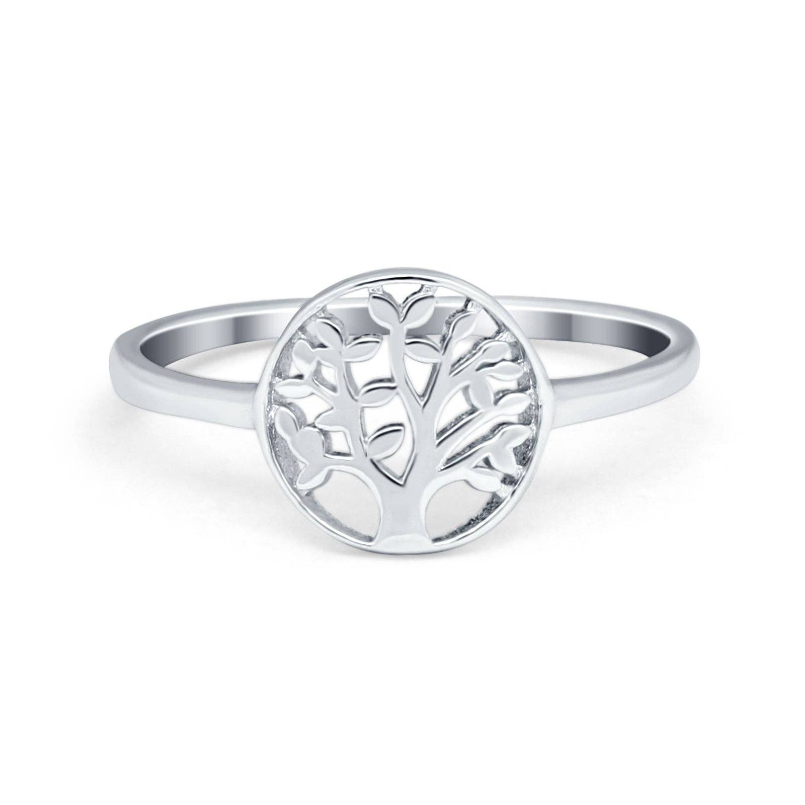 Petite Dainty Tree of Life Ring Band