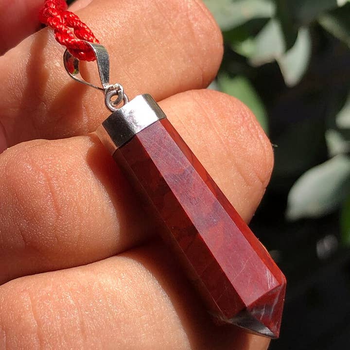 Red Jasper Pendant with Sterling Silver Cap