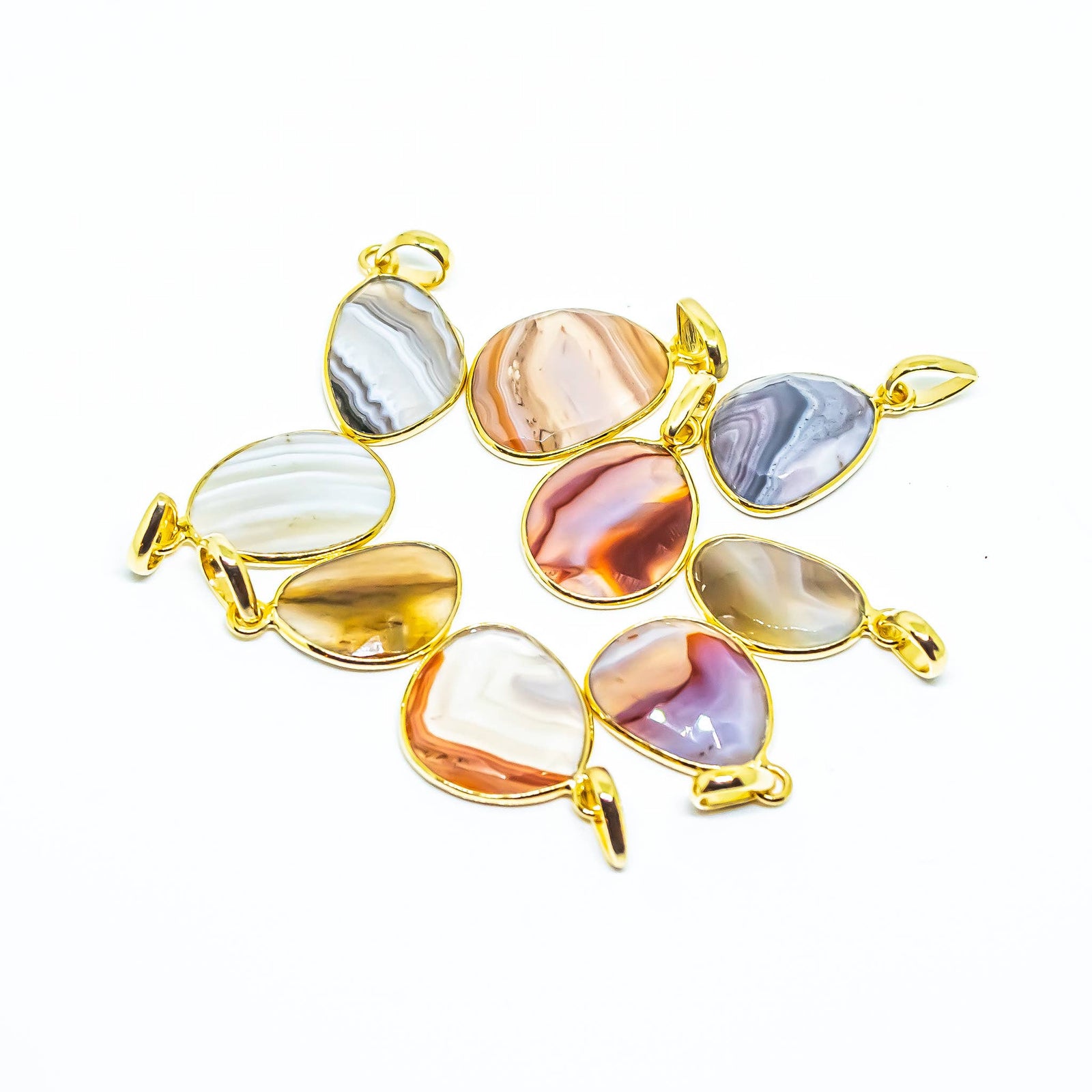 Agate Sterling Silver 18K Micron Abstract Pendant