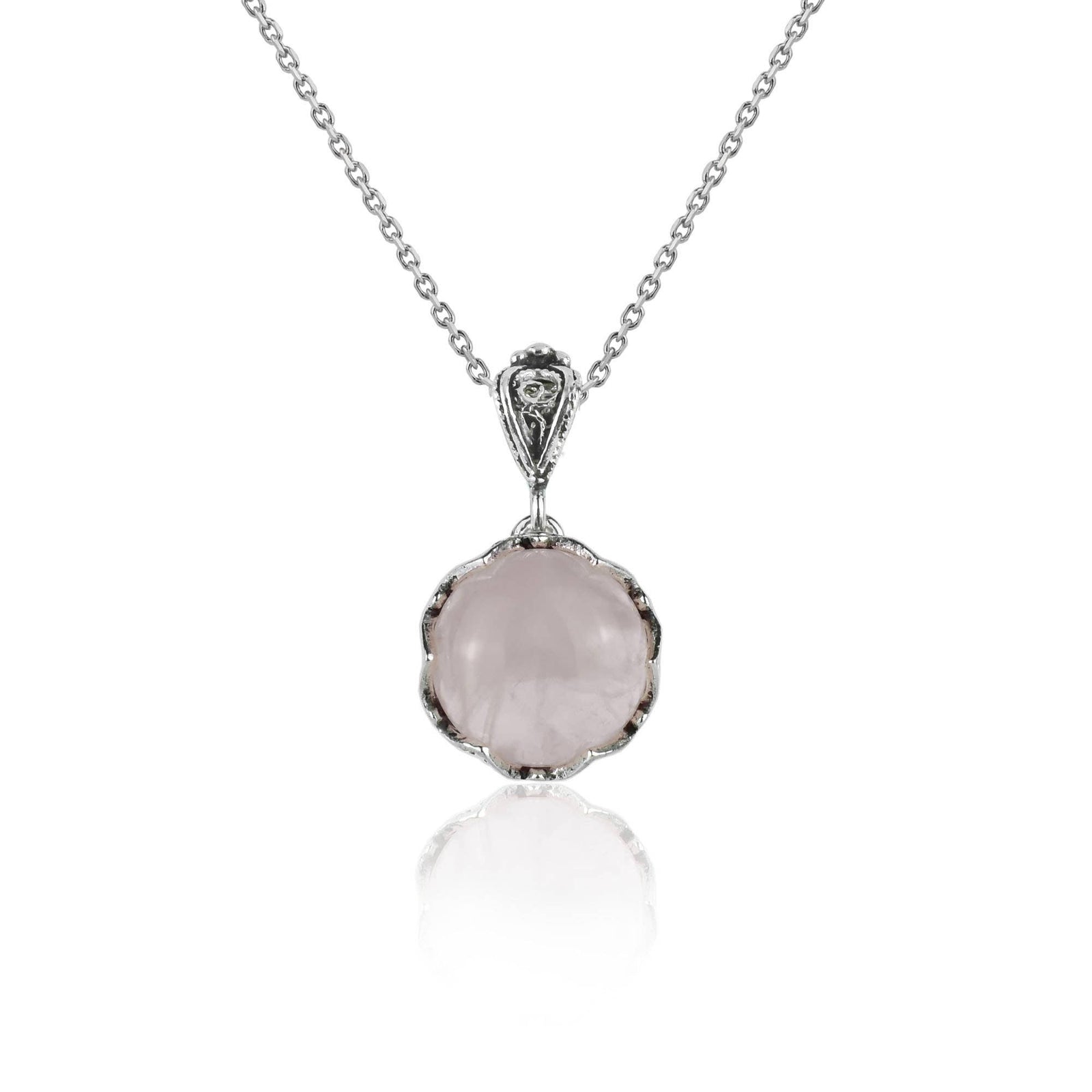 Rose Quartz Gemstone Sterling Silver Women`s Pendant