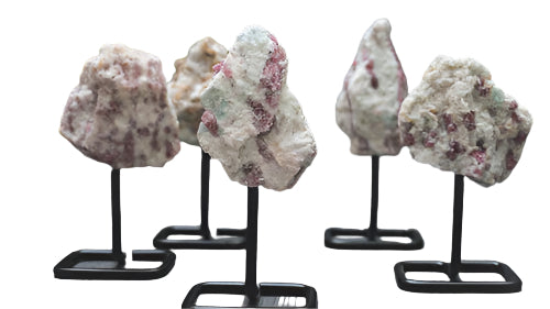 Crystal Stands Green and Pink Tourmaline with Mica