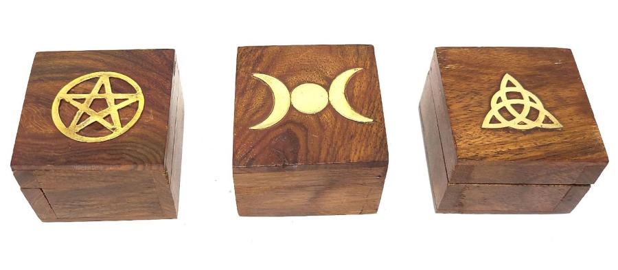 Brass Inlaid Wooden Chest Storage Box