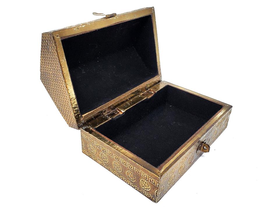 Triple Moon Curved Top Brass Box 4x6"