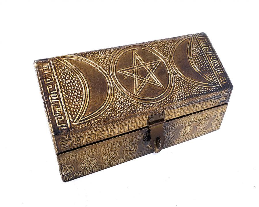 Triple Moon Curved Top Brass Box 4x6"