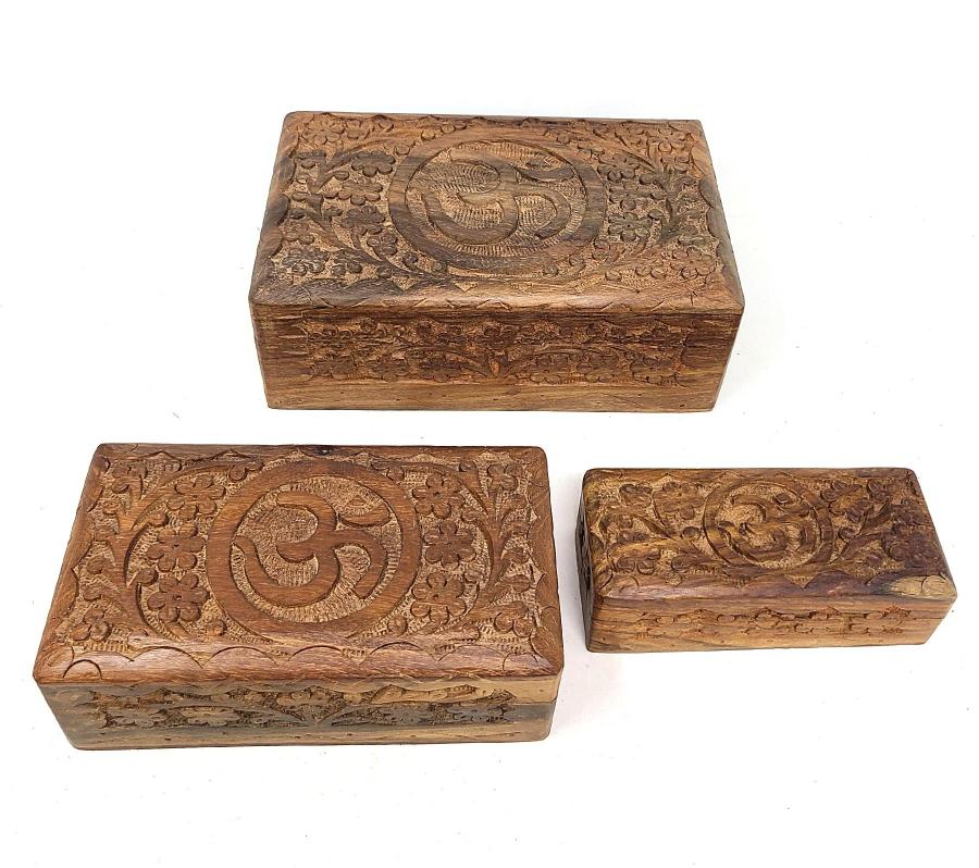 Carved Tree of Life Wooden Box 5x2"