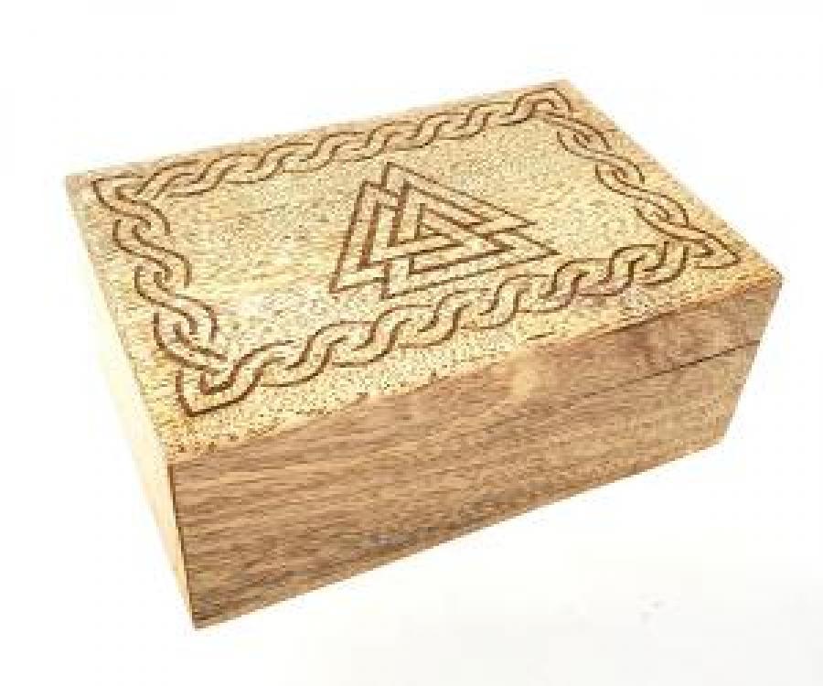 Carved Triple Triangle Wooden Box 4x6