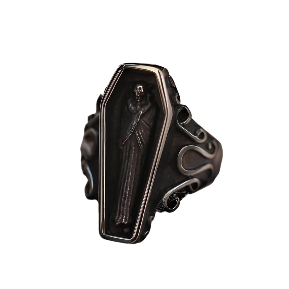 Vampire in Coffin Stainless Steel Ring