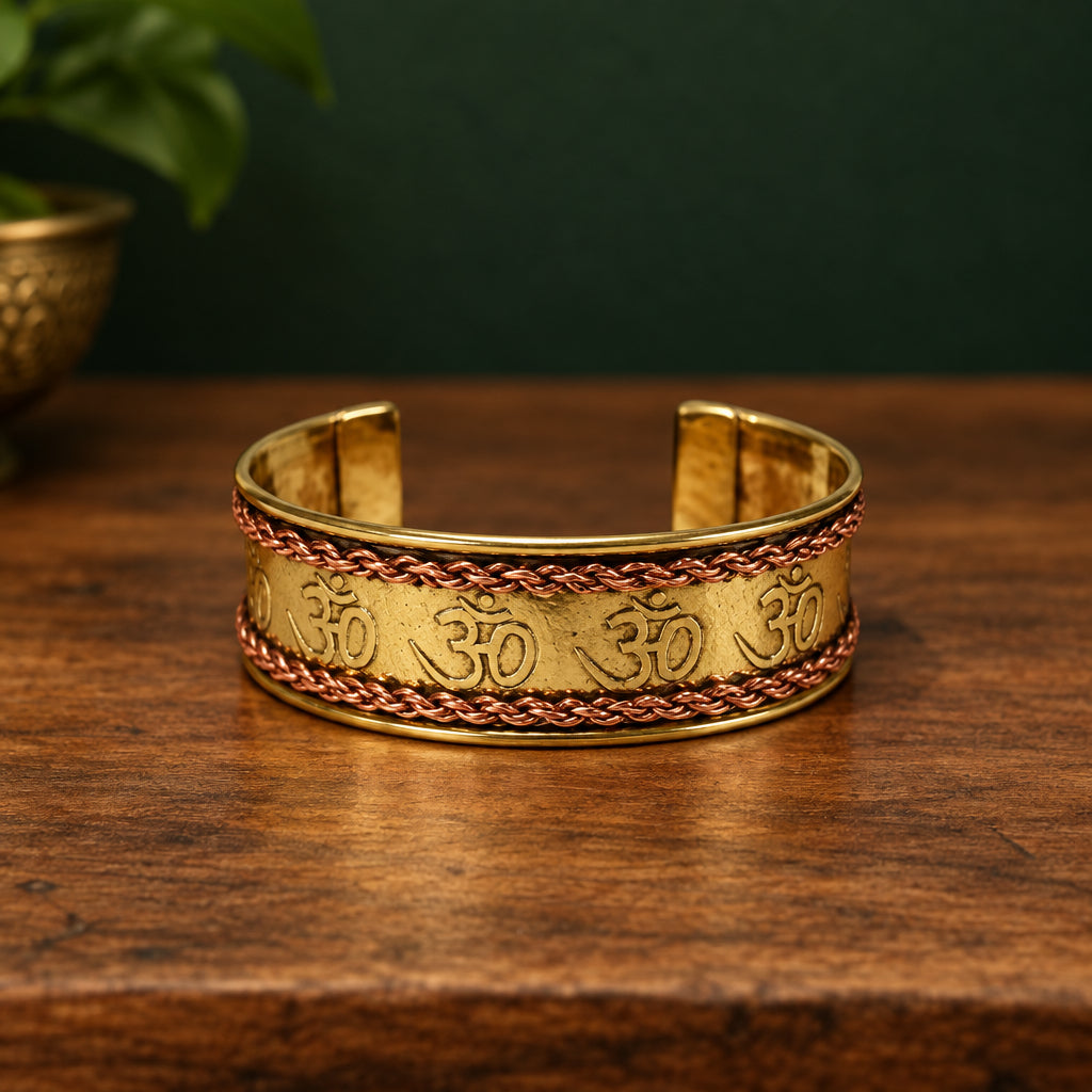 Brass Om Bracelet Cuff