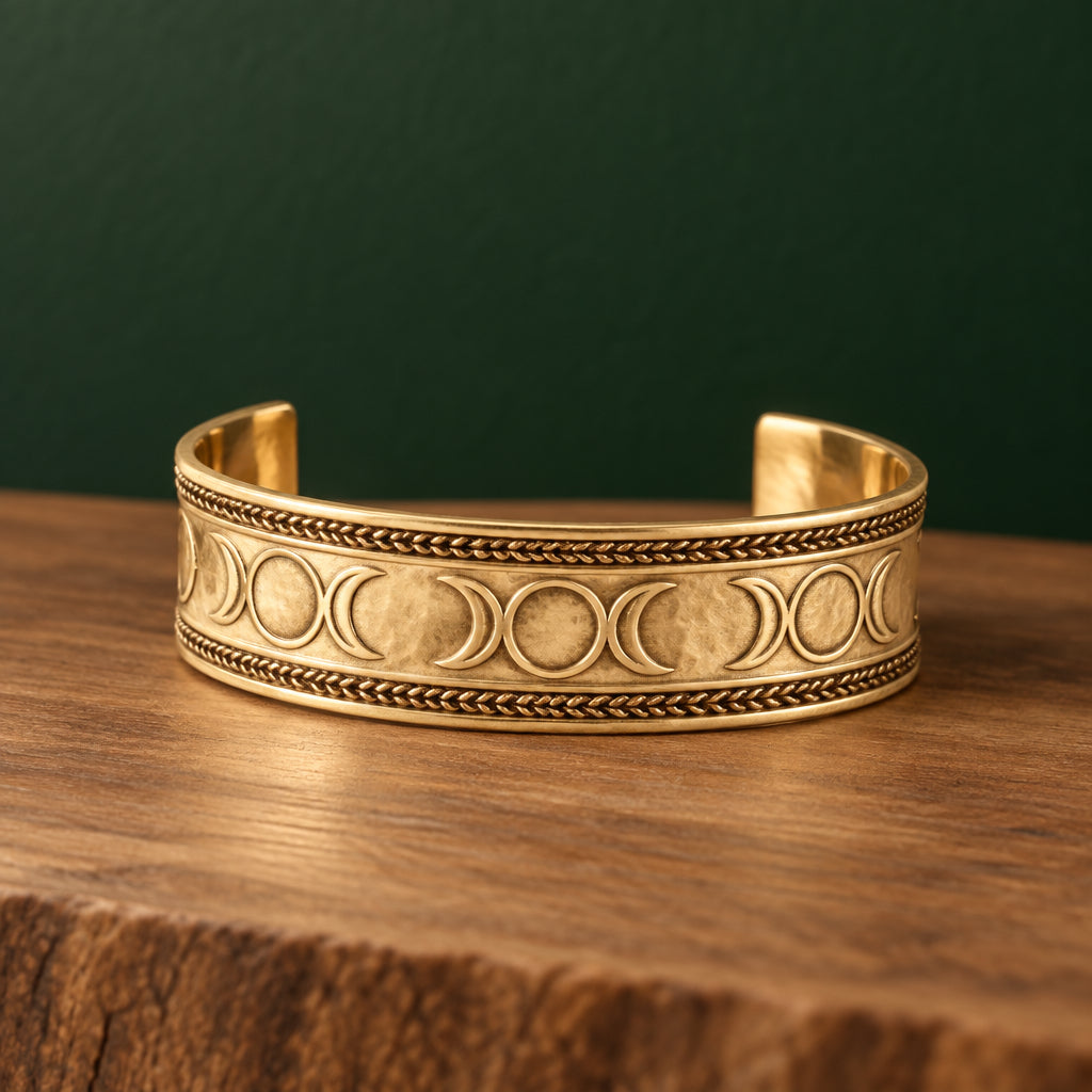 Brass Triple Moon Bracelet Cuff