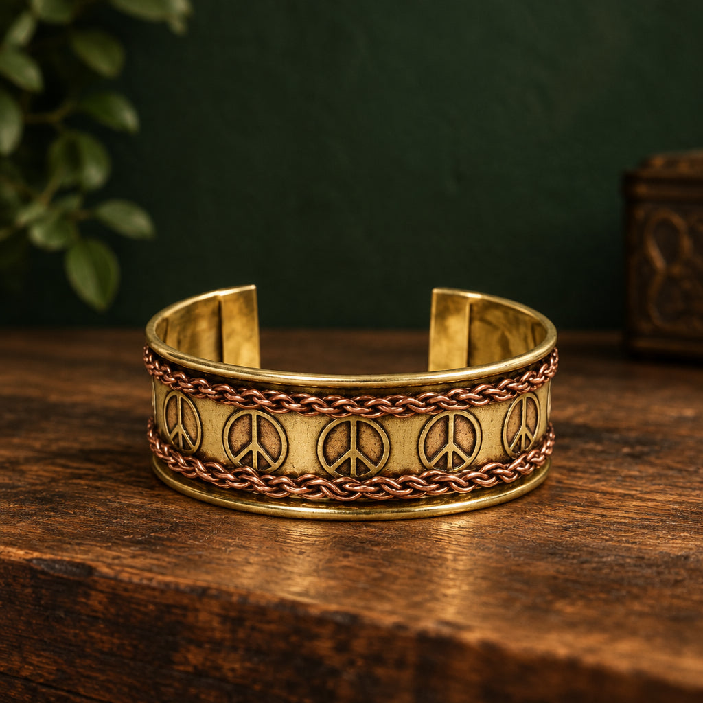 Brass Peace Bracelet Cuff