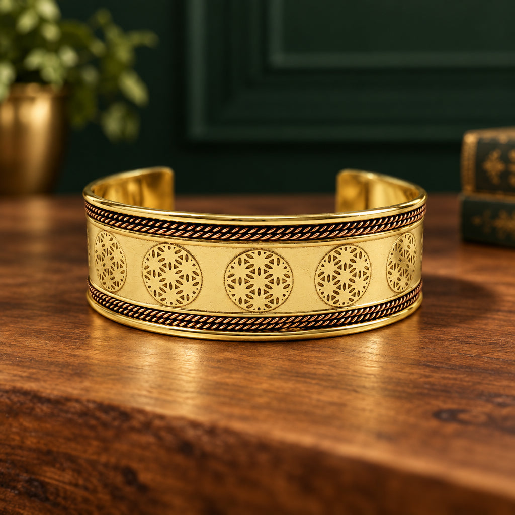 Brass Flower of Life Bracelet Cuff