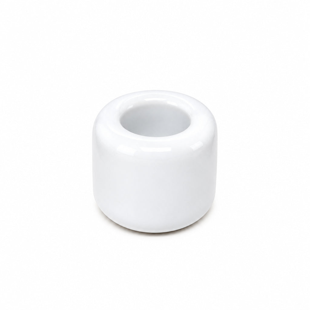 White Round Ceramic House Candle Holder 1"