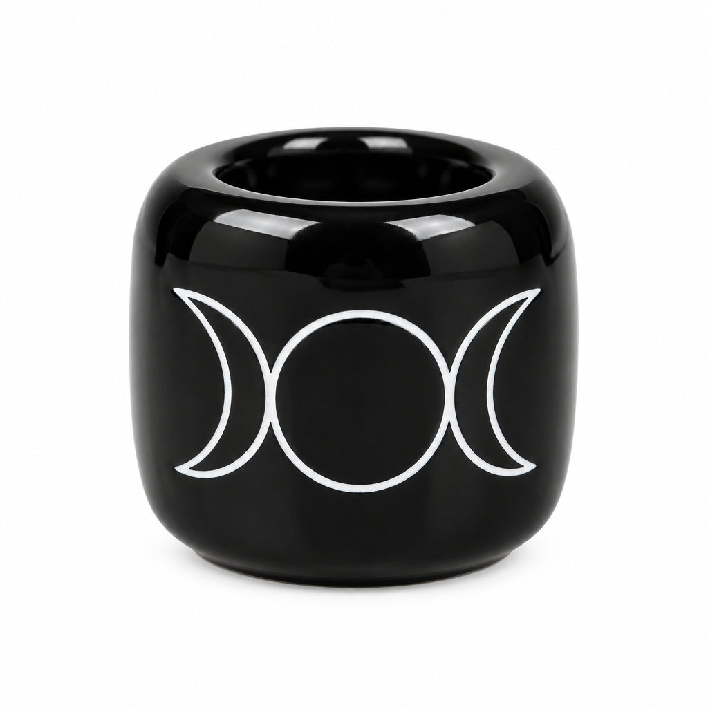Ceramic House Round Candle Holder with Triple Moon
