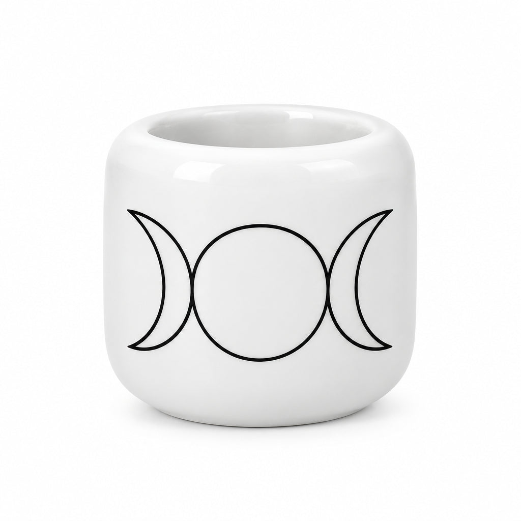 Ceramic House Round Candle Holder with Triple Moon