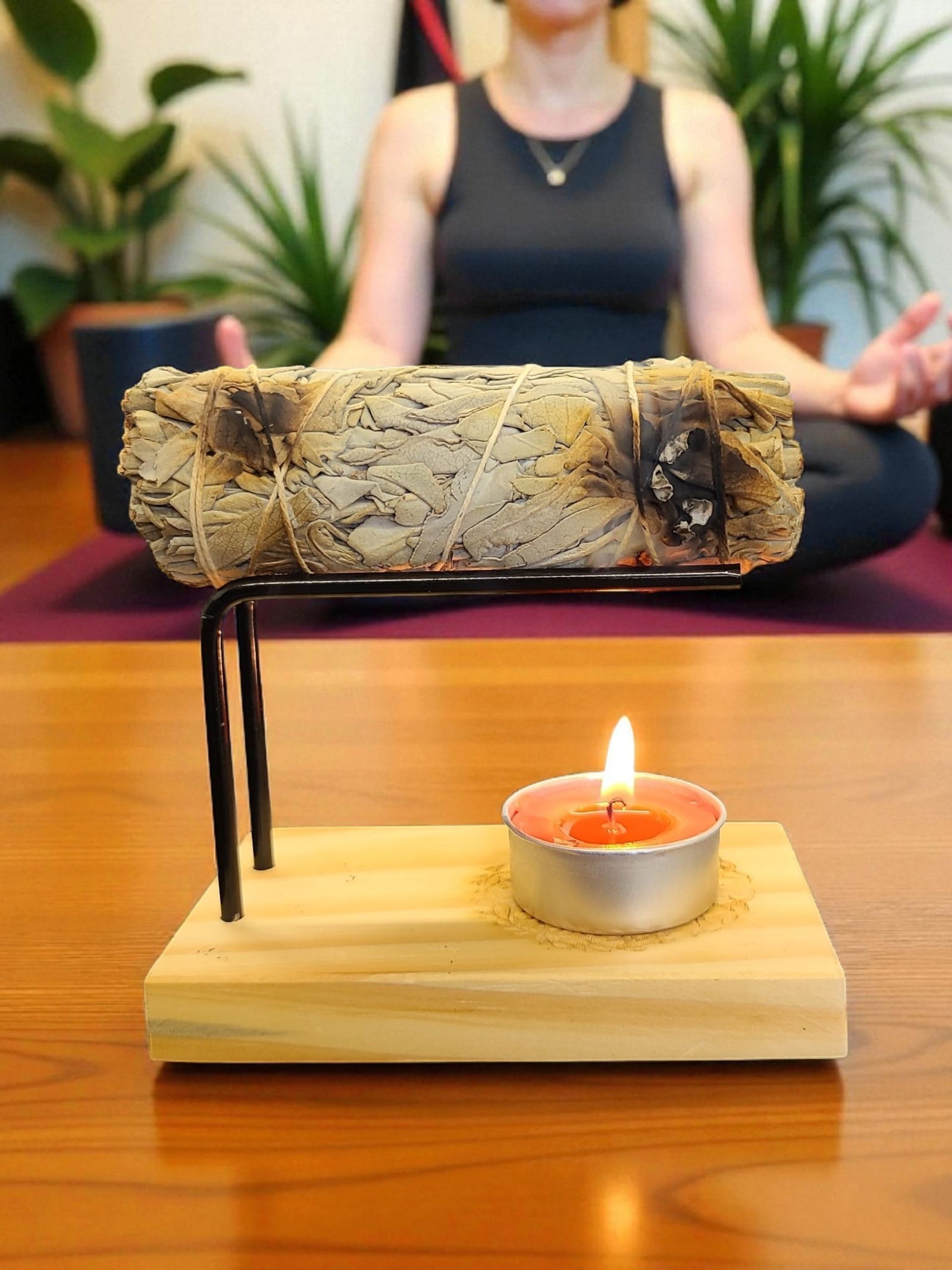 Wooden Sage & Candle Burner : Sun