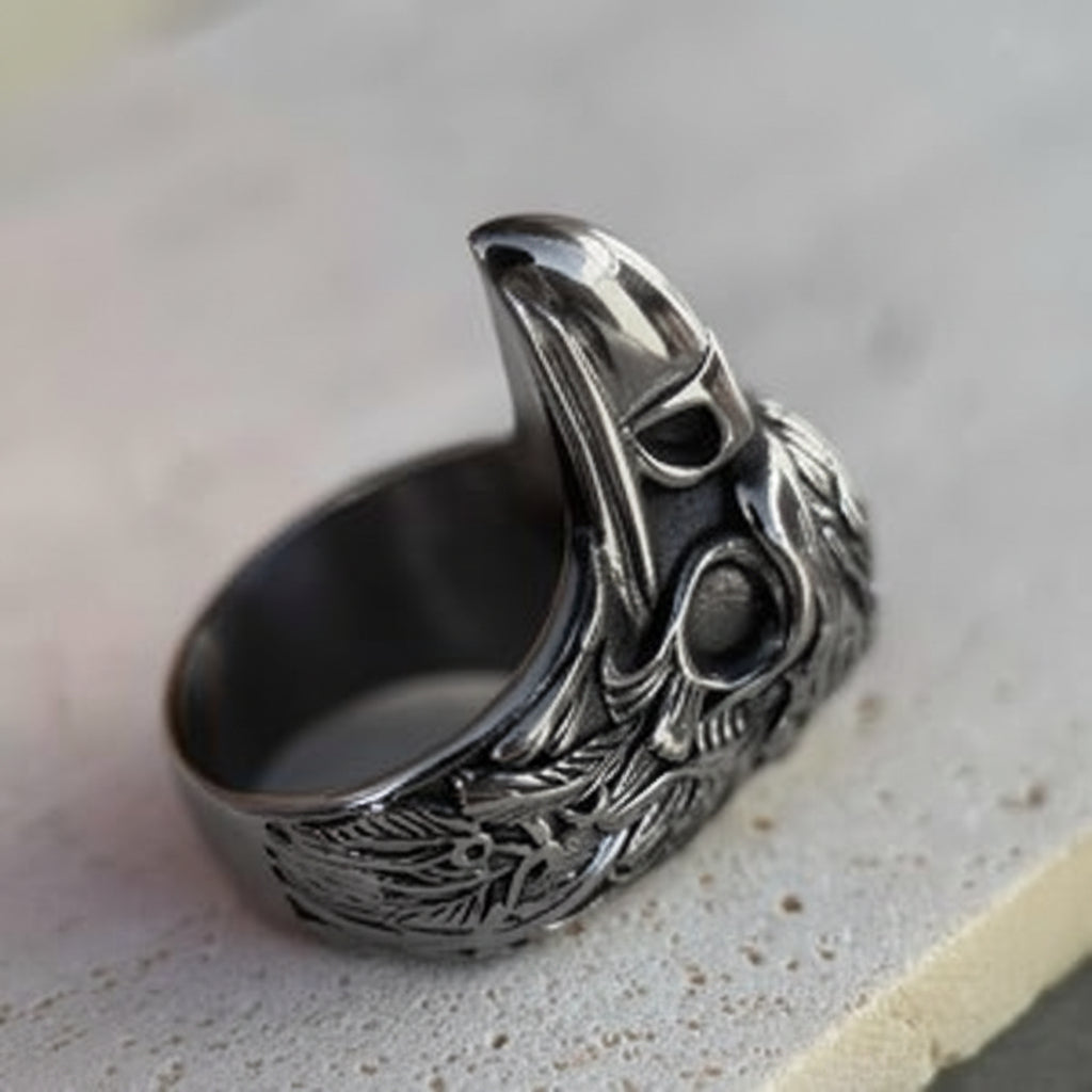 Raven Head Stainless Steel Ring