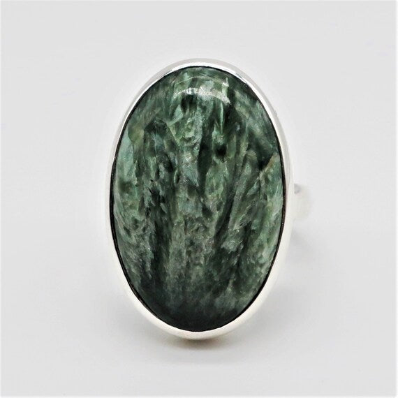 Seraphinite Oval Sterling Silver Ring