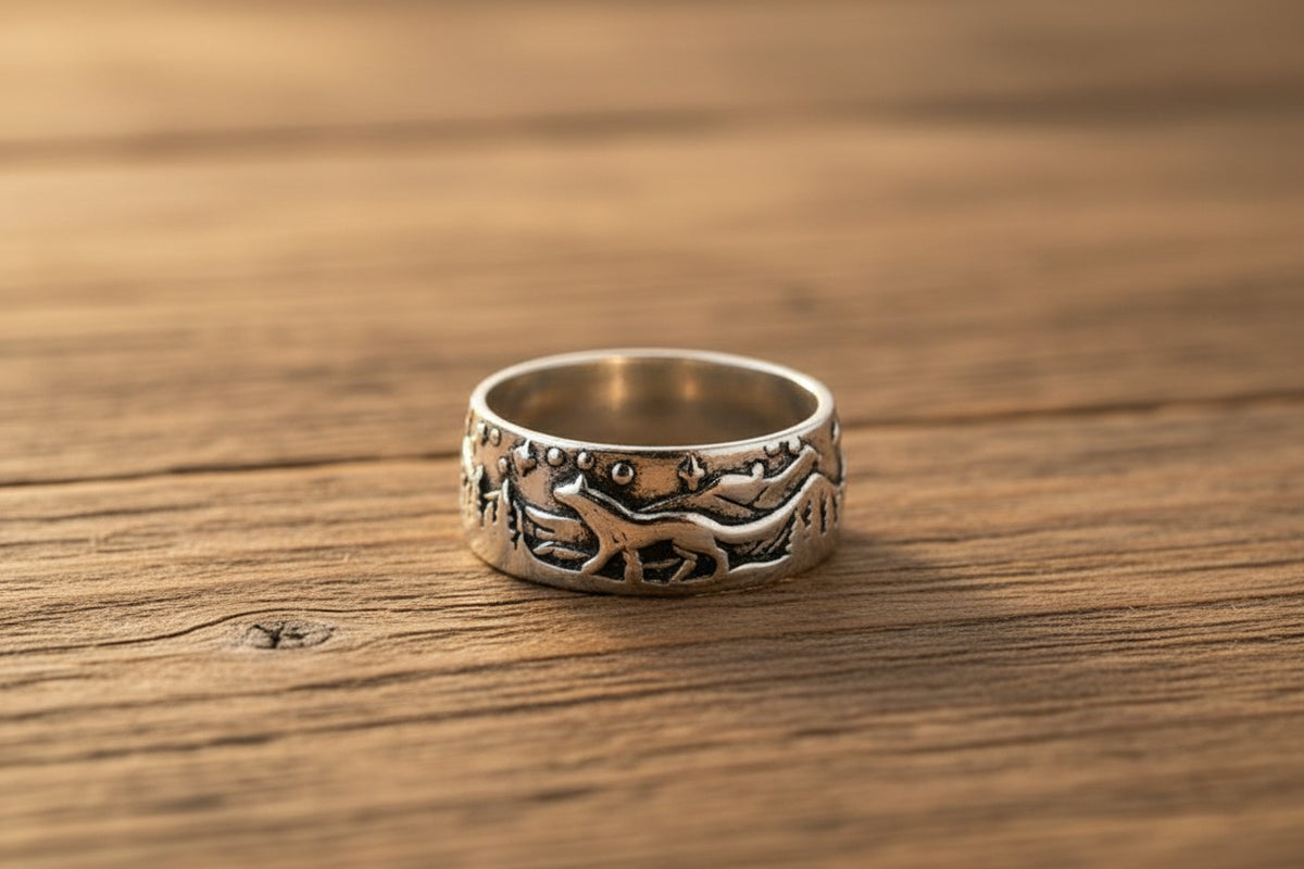Mountain Scene Stainless Steel Ring