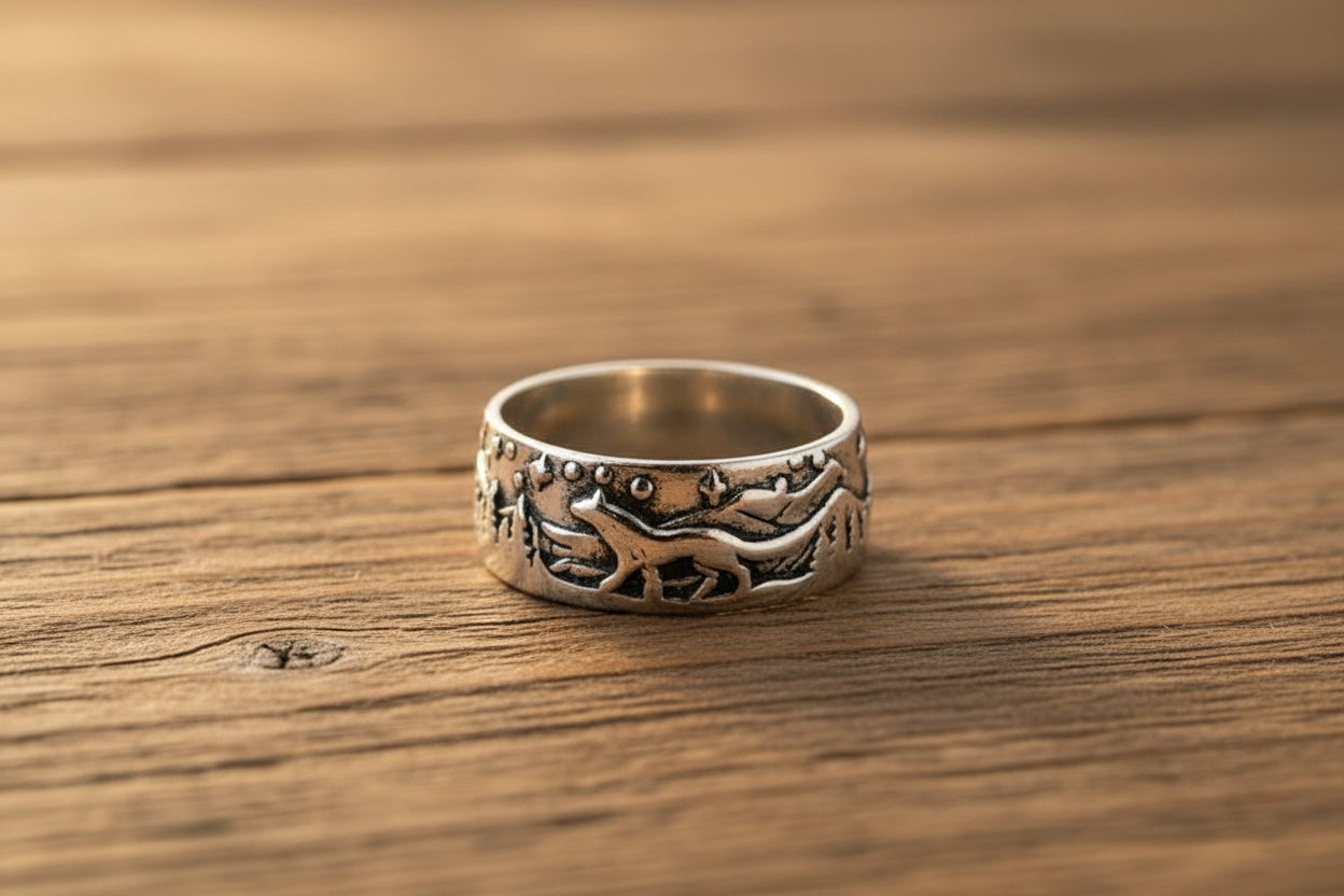 Mountain Scene Stainless Steel Ring
