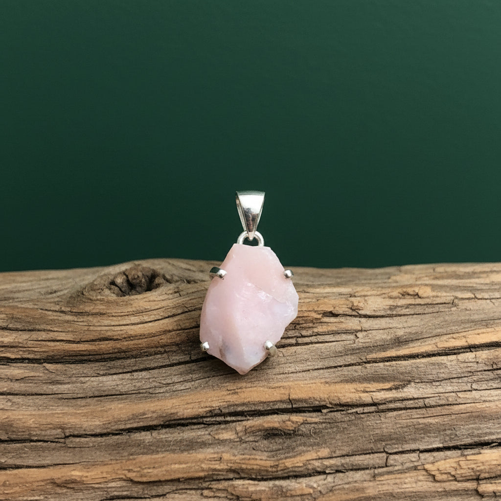 Pink Opal Sterling Silver Pendant