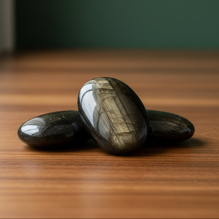Gold Sheen Obsidian Palm Stone