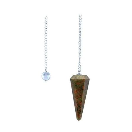 Unakite Faceted Crystal Pendulum