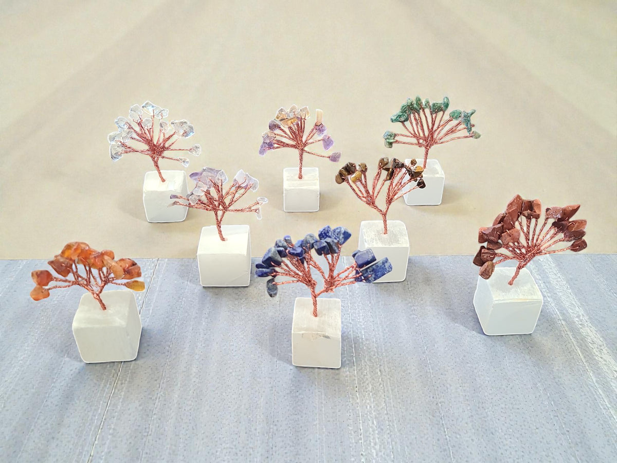 Mini Crystal Chip Tree (copper wire) Selenite Base