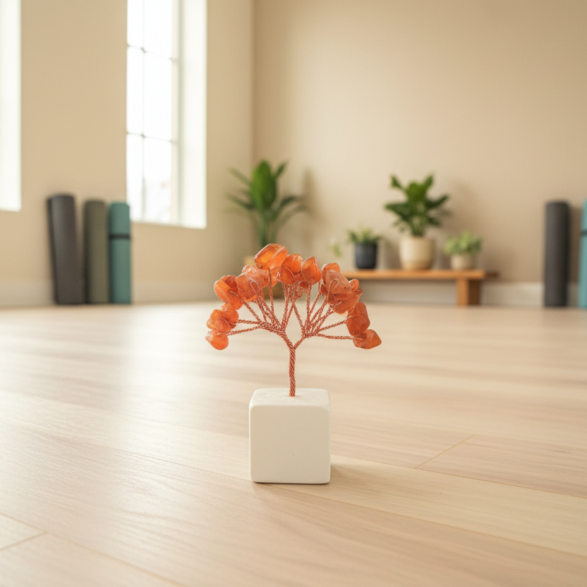 Mini Crystal Chip Tree (copper wire) Selenite Base