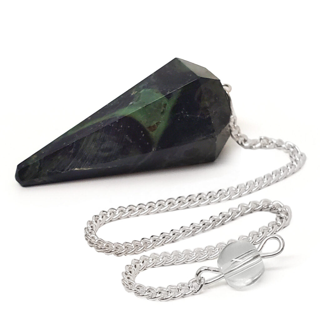 Kambaba Jasper Faceted Crystal Pendulum
