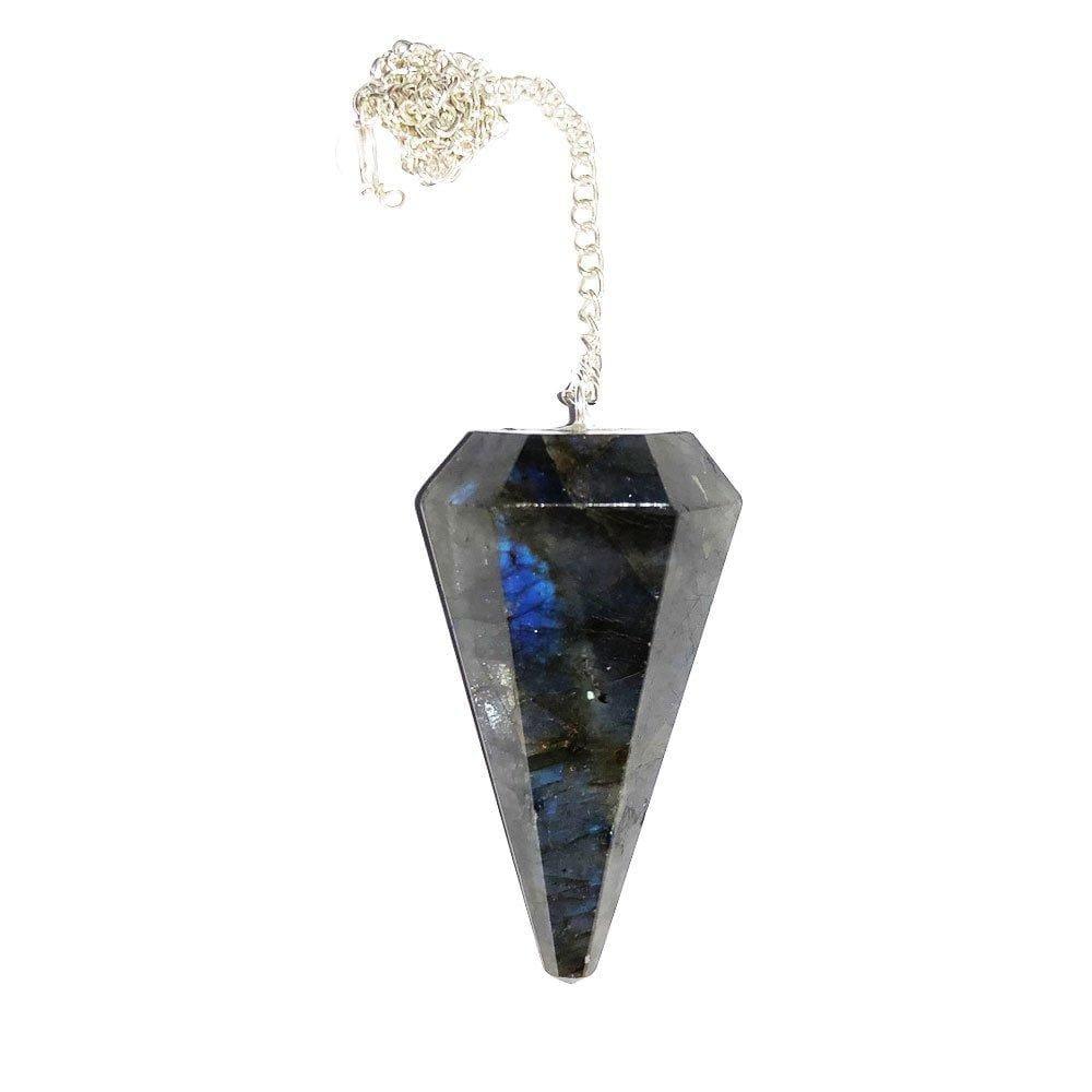 Labradorite Faceted Crystal Pendulum