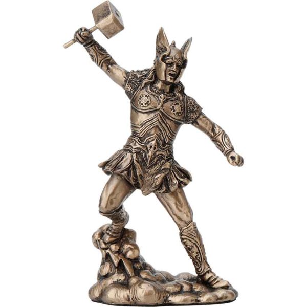 Small Thor Holding Mjolnir Statue