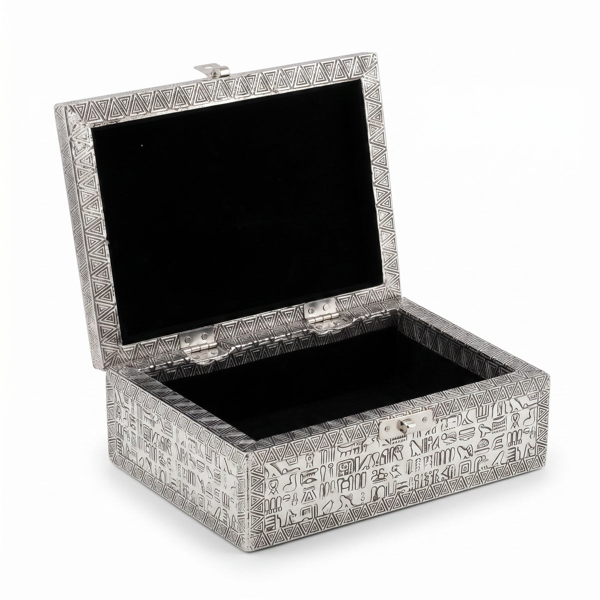 Egyptian Pharaoh Silver-Toned Metal Box 5x7"
