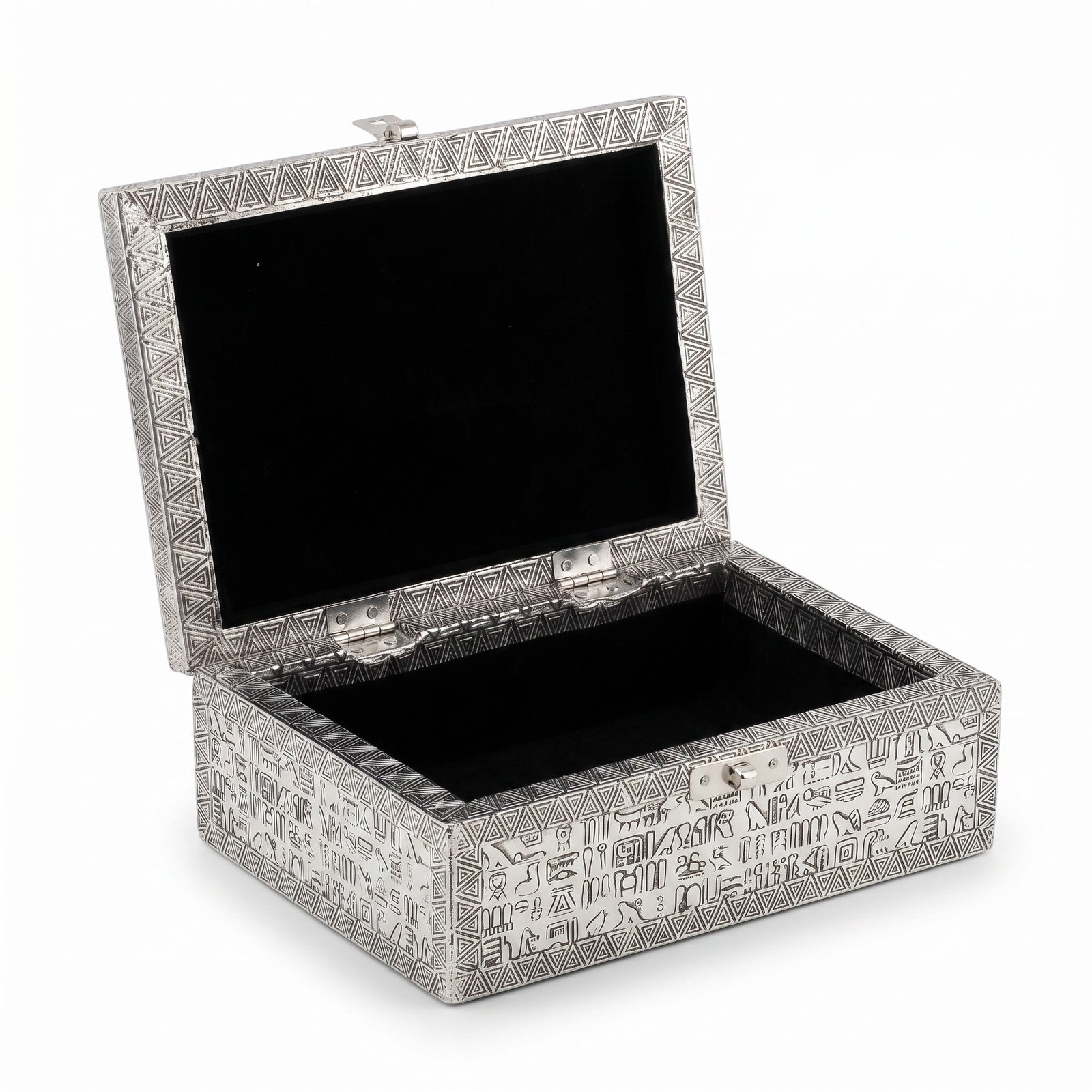 Egyptian Pharaoh Silver-Toned Metal Box 5x7"